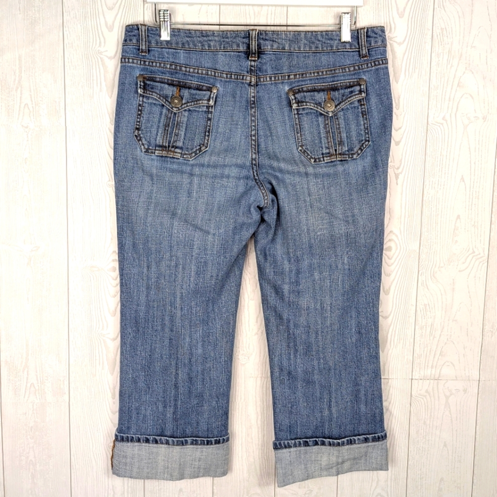 Ruff Hewn Capri Cuffed Jeans Women's Size 12 With Flap Pockets Jean Capris - Picture 2 of 14